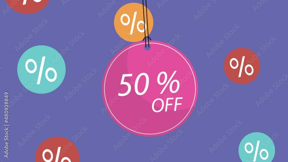 Poster commerce tags and percents pattern animation