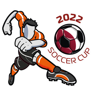 Soccer player with orange uniform kicking the ball at the 2022 championship
