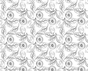 seamless floral pattern, Lemon and leaves, vector illustration 
