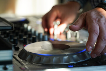 DJ equipment. a DJ mixer. details.