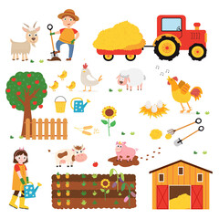 Farm. Agriculture. Agricultural industry. A large set.