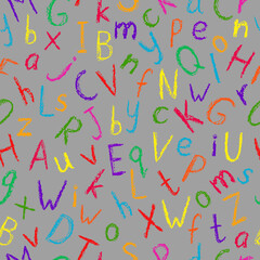 Crayon number pattern. Hand drawn wax crayons art on white background. Isolated chalk style  numbers and signs print. Children drawing style color number collection. Bright colorful crayon symbols.