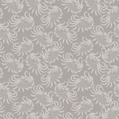 Floral brush line seamless pattern