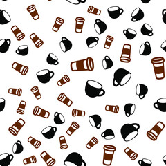 Fototapeta na wymiar Coffee seamless vector pattern for Cup mug, restaurant or cafe menu design. 