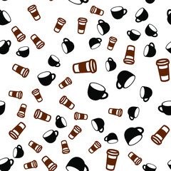 Coffee seamless vector pattern for Cup mug, restaurant or cafe menu design. 
