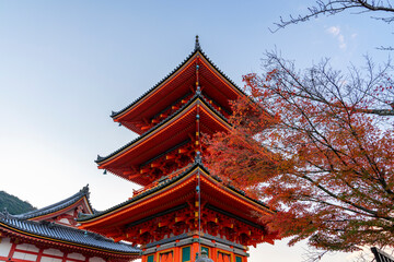 Obraz premium [京都]清水寺の三重塔の風景