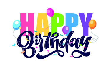 Cute hand drawn birthday invitation. Happy birthday postcard.