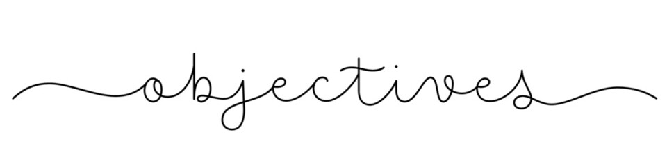OBJECTIVES black vector monoline calligraphy banner with swashes