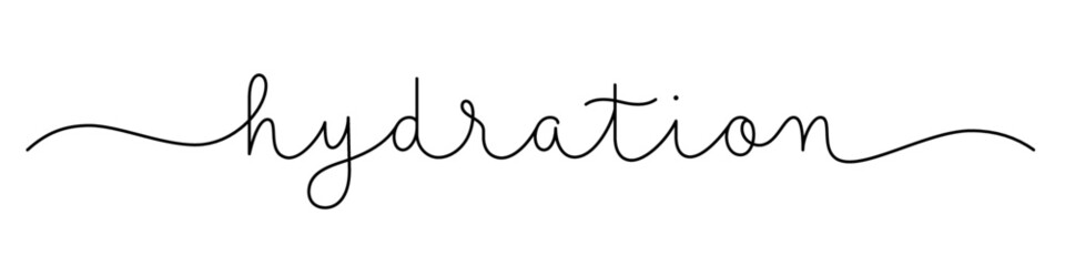 HYDRATION black vector monoline calligraphy banner with swashes