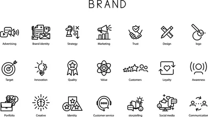 Fotobehang Vector creative illustration of brand icons © Graphic&Illustration