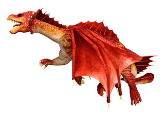 3D Rendering Fairy Tale Dragon on White