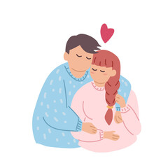 Plus Size, overweight Couple in love, hand draw cartoon flat vector illustration for valentine's day concept.
