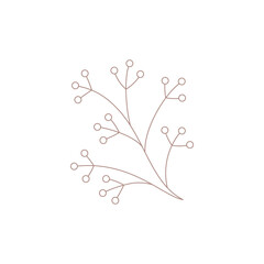 Monochrome line art lingonberry, cranberry, rowan twig branch seasonal natural berry garden logo