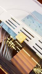 Quantum computer CPU processor. Innovative computer AI chip. 3d render