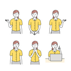 ポーズをとる女性　イラスト素材