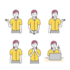 ポーズをとる女性　イラスト素材