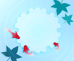 Obraz premium お中元・夏バナー、夏祭り風金魚すくい、文字なし336x280