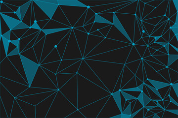Triangle and polygon geometric graphic design pattern. Abstract background with blue plexus line and dot connection