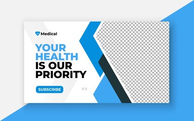 Medical healthcare youtube thumbnail and web banner template.Editable video thumbnail template	