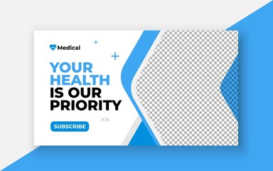 Medical healthcare youtube thumbnail and web banner template.Editable video thumbnail template	