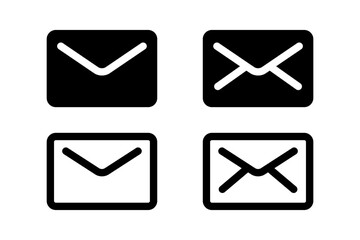 Mail icon set. Outline envelope. Email symbol. Glyph message. Contact vector. Letter sign. Stock vector illustration