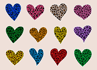 Leopard hearts stickers printable bundle