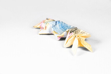 crab made from a paper bill of the Ukrainian hryvnia