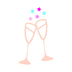 Champagne glasses isolated vector illustration