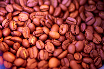 Arabica coffee beans in the big aluminum bag. - 480943009