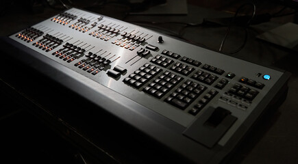 Detail of light control console for theatre and events
