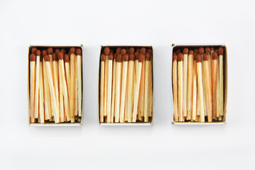 wooden matches in a paper box