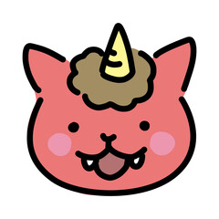 節分　鬼の格好をするネコ　赤鬼
