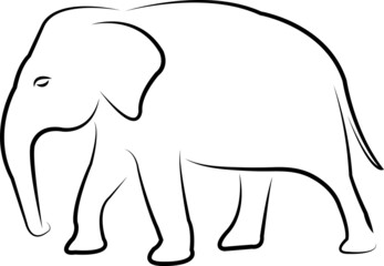 elephant line art - vector artwork