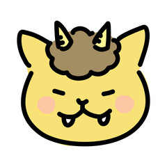 節分　鬼の格好をするネコ　黄鬼
