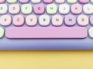 Close-up colorful computer keyboard on yellow background