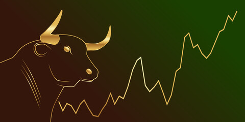 Bull Market Stock Crypto Gold Line