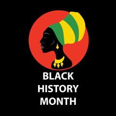 African American History or Black History Month. Celebrated annually in February in the USA and Canada. Black woman silhouette.