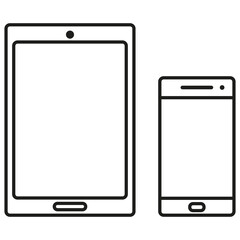 Ikona przedstawiająca kontur tabletu i telefonu.