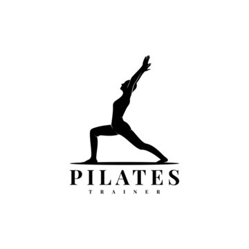Trainer Pilates Woman Silhouette illustration. vector logo design
