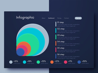 Modern infographic vector elements for business brochures. Use in website, corporate brochure, advertising and marketing. Pie charts, line graphs
