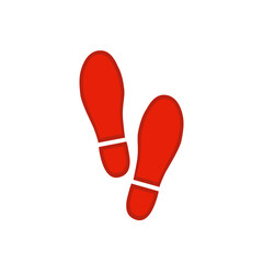 Shoe marks, red badge. Simple flat design. Isolated on white background vector illustration.