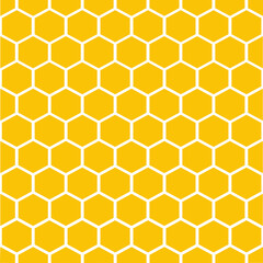 Honeycombs. Abstract geometric ornament. Yellow honeycombs on a white background. Vector illustration.