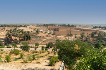 View over the archeological site of Babylon in Iraq