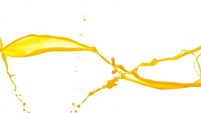 Super Slow Motion Shot of Orange Juice Spiral Splash Isolated on White Background at 1000fps.