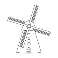 Windmill vector icon.Outline vector icon isolated on white background windmill.