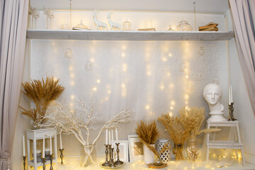 Wall design in antique fantasy style. The interior of the room is unusually beautiful.