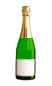 champagne bottle isolated on white background,clipping path.