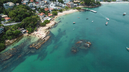 Vista aérea drone Praia da Lagoinha em Bombinhas Santa Catarina
