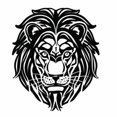 Plakat stylized head of a lion with a chic mane, logo, isolated object on a white background, vector illustration,