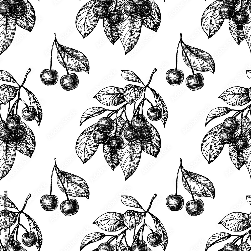 Canvas Prints cherry seamless pattern.